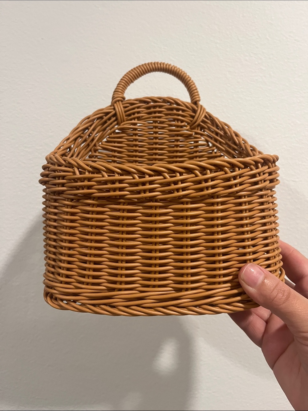 Woven Rattan Wall Basket — Natural Tan